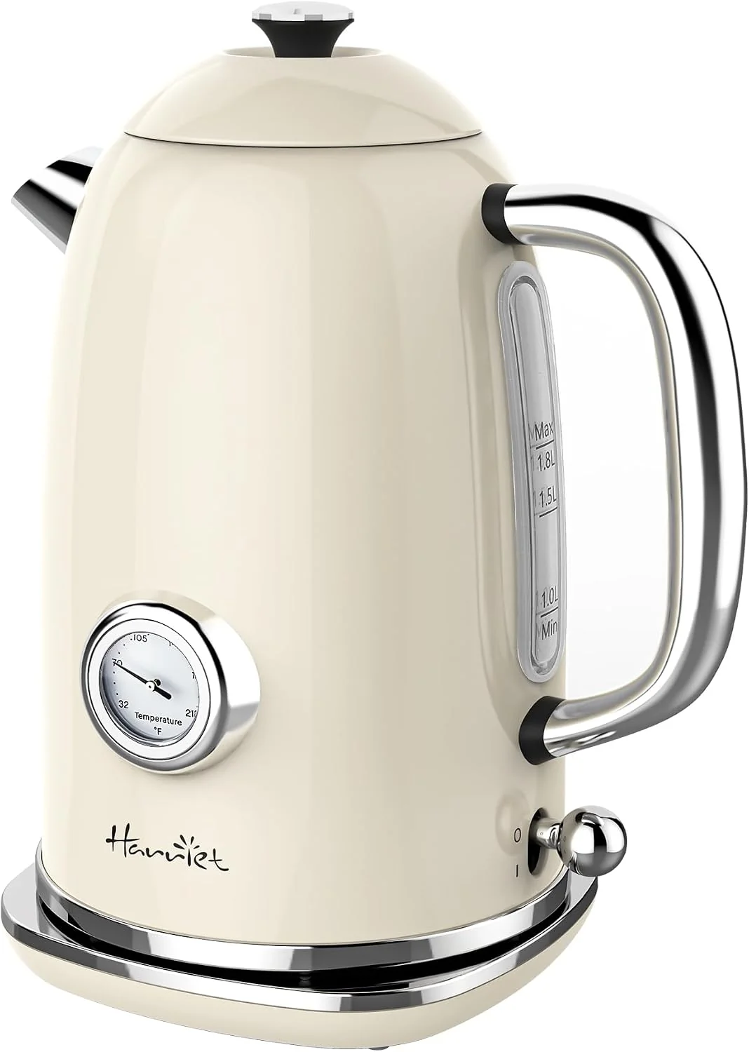 First-Class Harriet 61oz Electric Kettle with Thermometer Retro Hot Water Boiler 1500W Hot Water Kettle Electric Tea Kettle for Boiling Water LED Indicator Auto Shut-Off amp Boil Dry Protection Durable