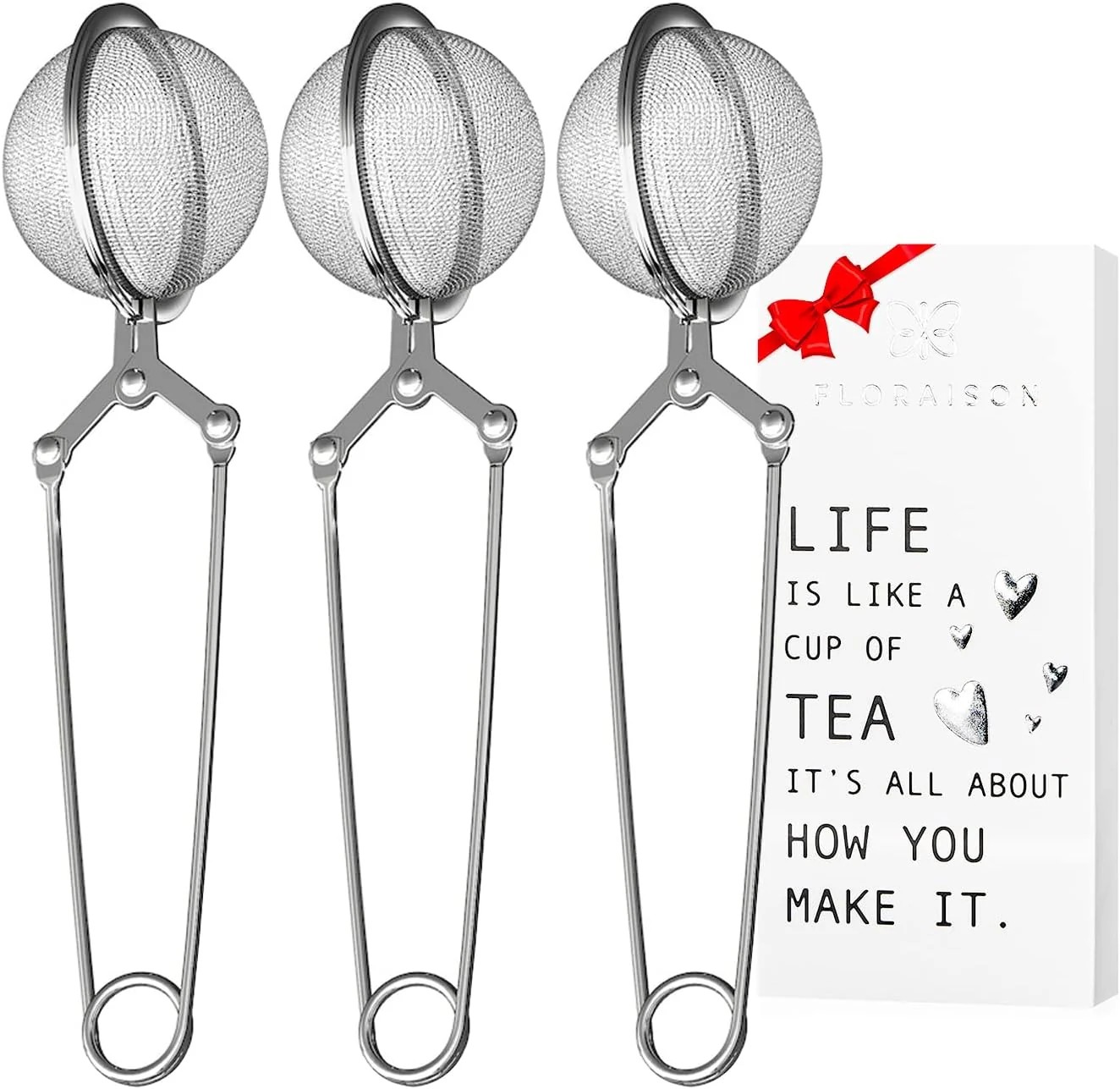 Modern Snap Ball Tea Strainer 3 Pack Tea Infuser with Handle Tea Mesh Infuser Snap Ball Strainer Steep Loose Leaf Tea Infuser Fine Mesh Ball Tea Filter High-Grade