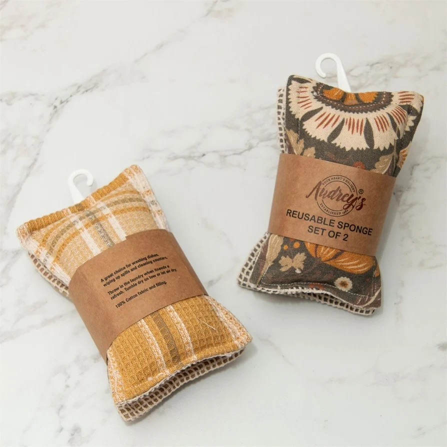 Classic Reusable Fabric Sponges Neutral Floral Reliable