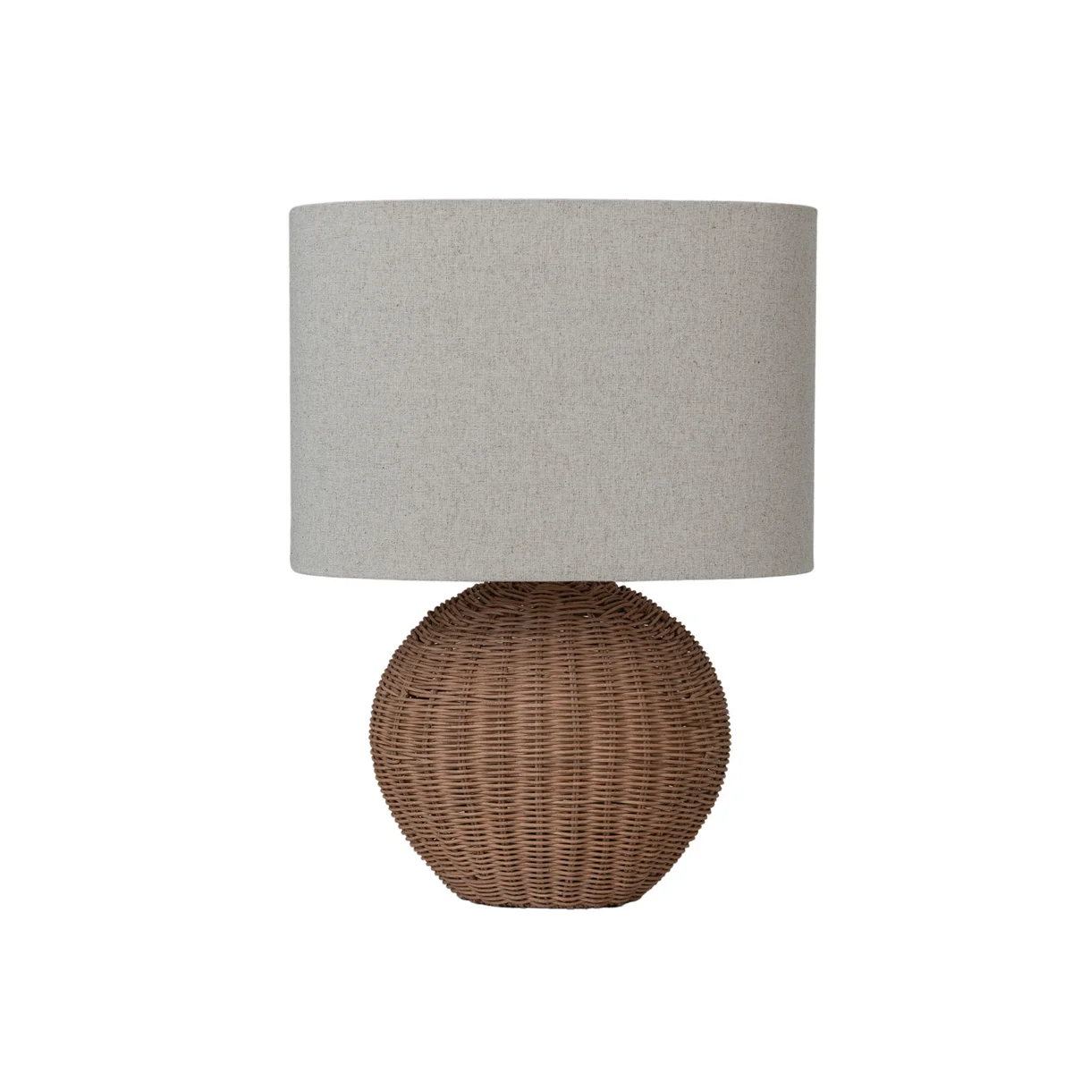 Classic Hand-Woven Rattan Table Lamp with Linen Shade Lightweight