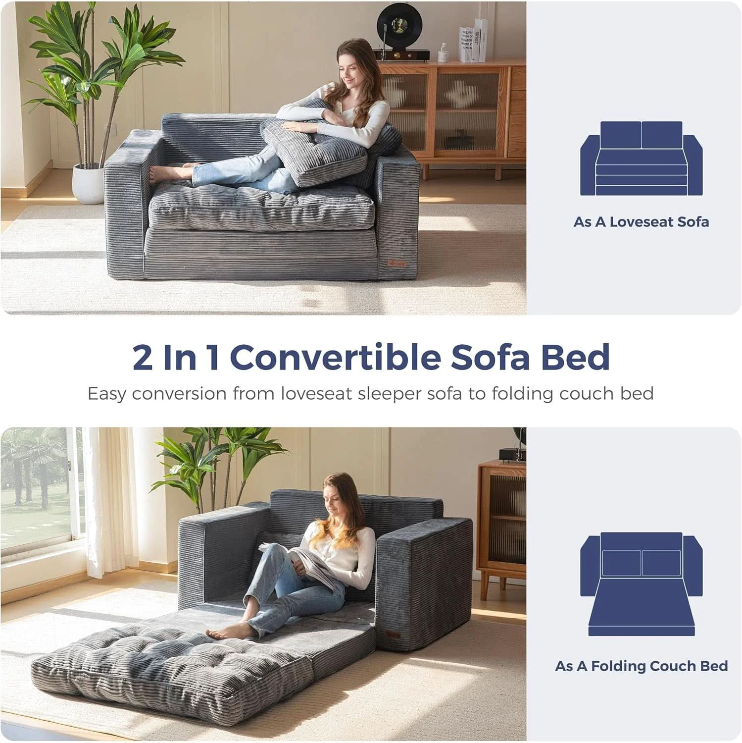 Elite Convertible Sofa Bed With Pillows For Living Room High-Performance