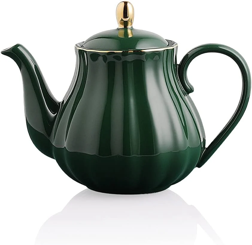 Smart Sweejar Royal Teapot Ceramic Tea Pot with Removable Stainless Steel Infuser Blooming Loose Leaf Teapot - 28 Ounce Jade Contemporary