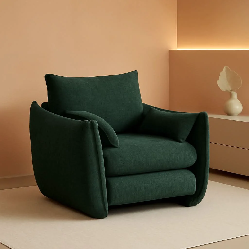 Long-Lasting Green Oversized Luxurious Accent Chair Living Room Modern