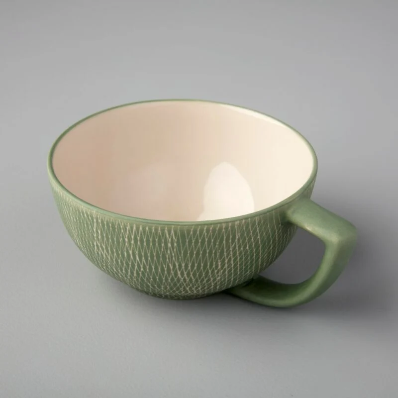 Exceptional Crosshatch Stoneware Latte Mug - Jade Stylish
