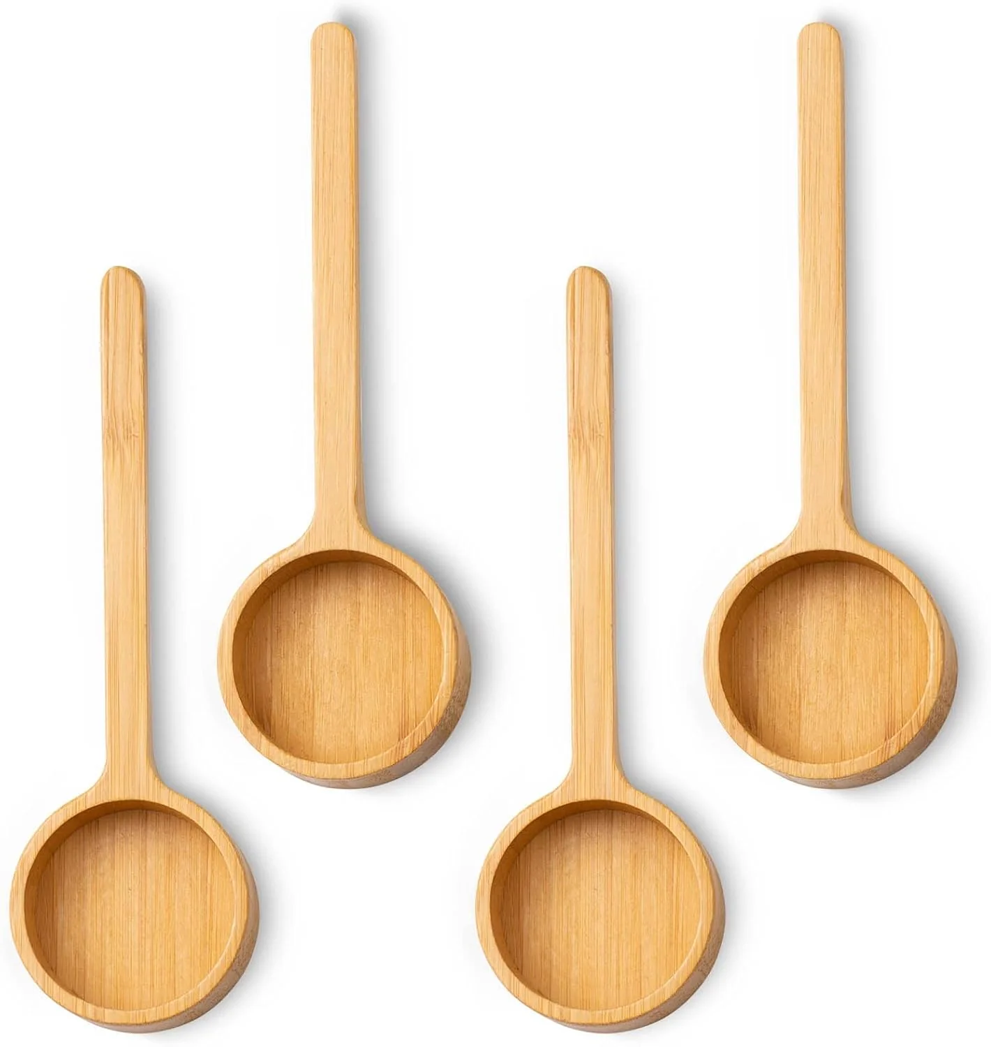 Trendy Bamboo Wooden Coffee Scoop Long Handle Measuring Scoop for Jars Smooth