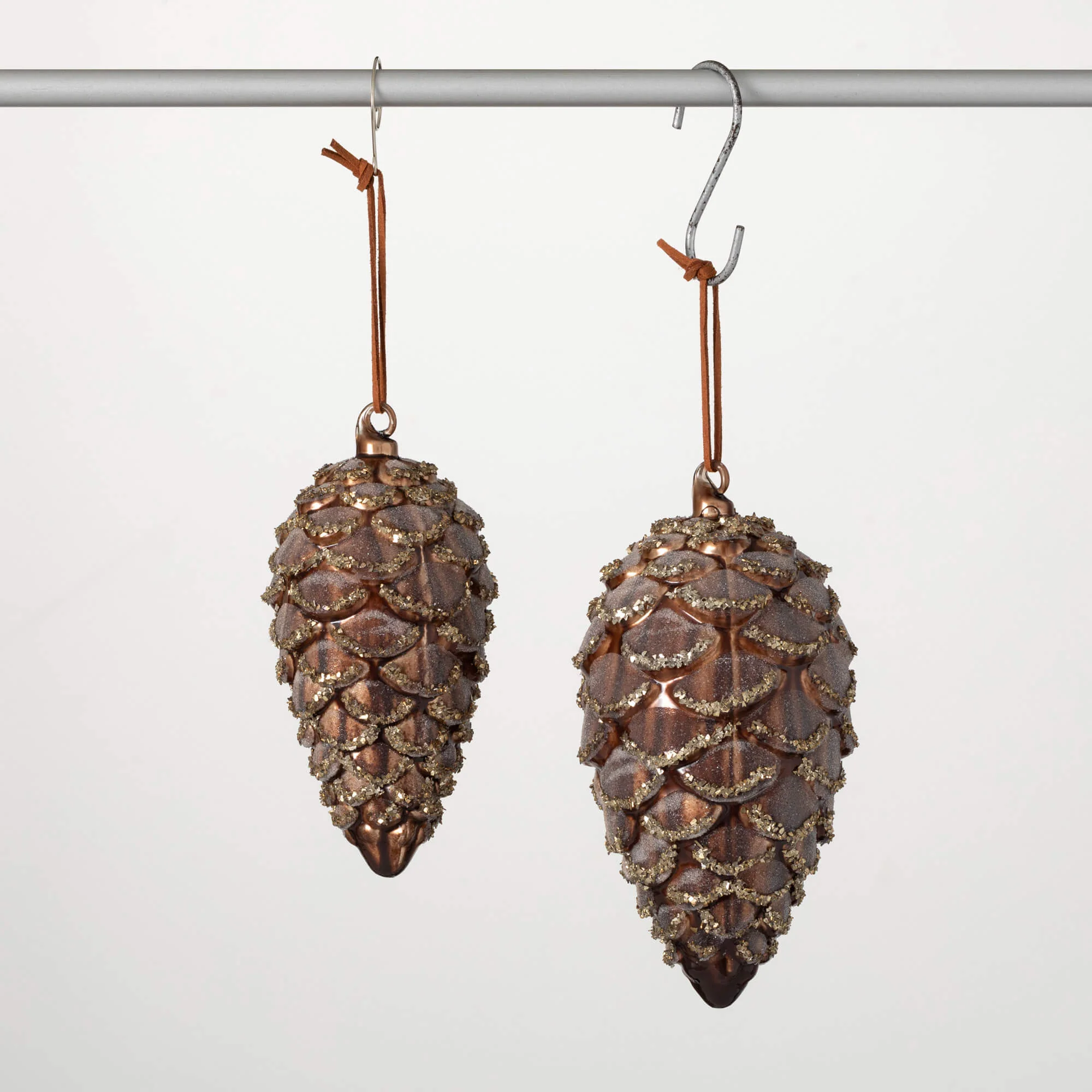 Specialty Sparkling Pinecone Glass Ornaments Classic
