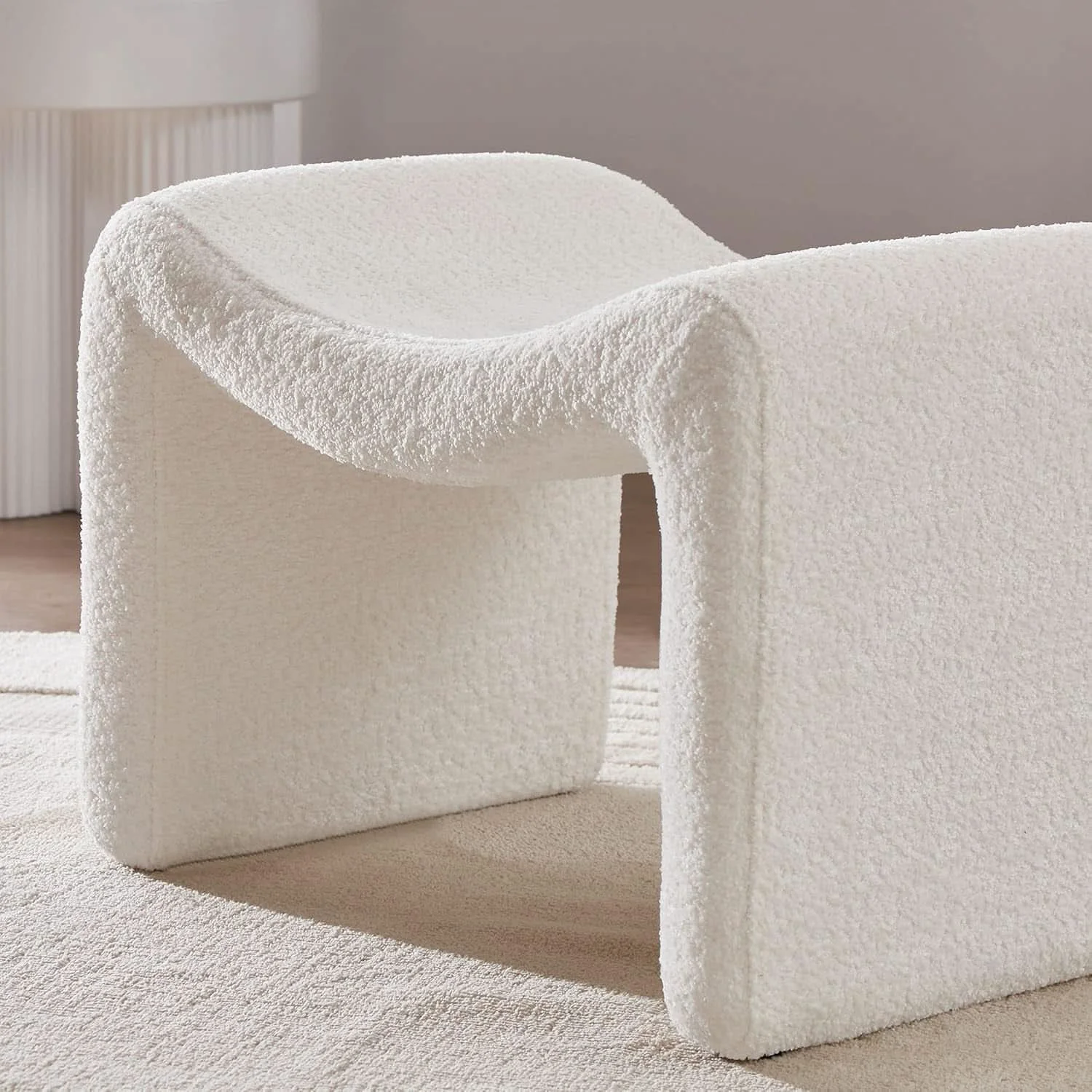 Durable Large White Ottoman Footstool Multifunctional Living Room User-Friendly