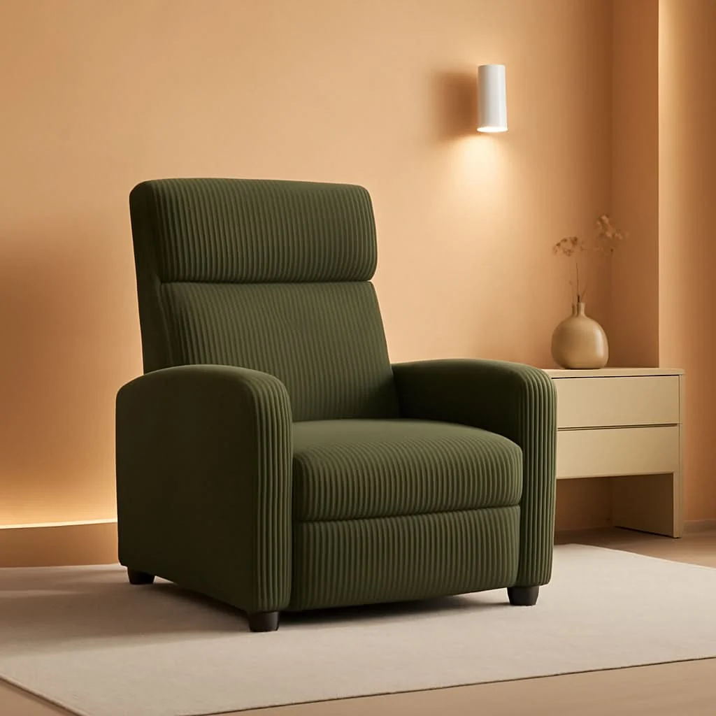Original Dark Green Corduroy Adjustable Recliner Chair For Living Room Classic