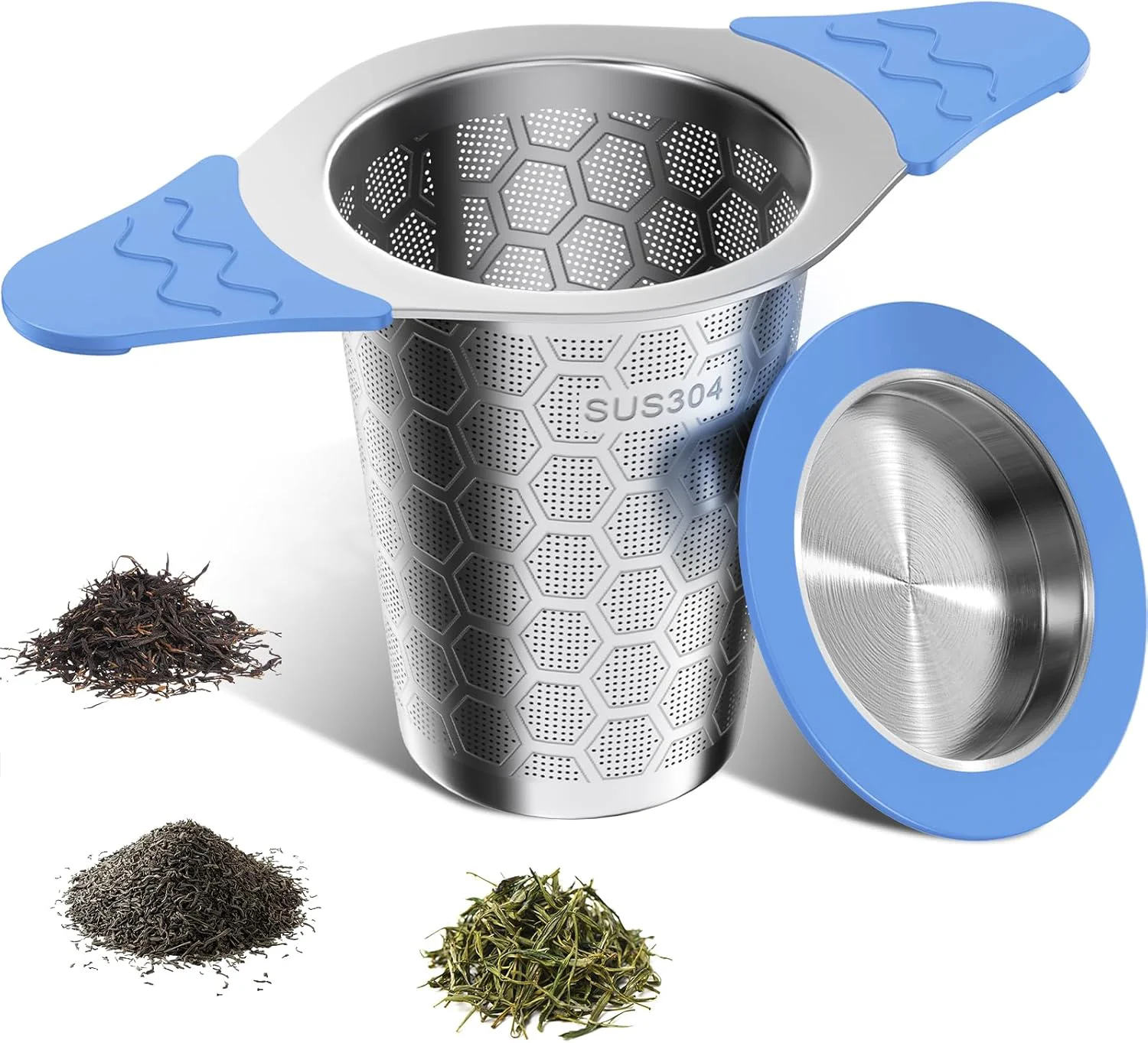 Refined Tea Infuser for Loose Leaf Tea 18 8 Stainless Steel Tea Infuser with Heat Proof Silicone Handles Clean