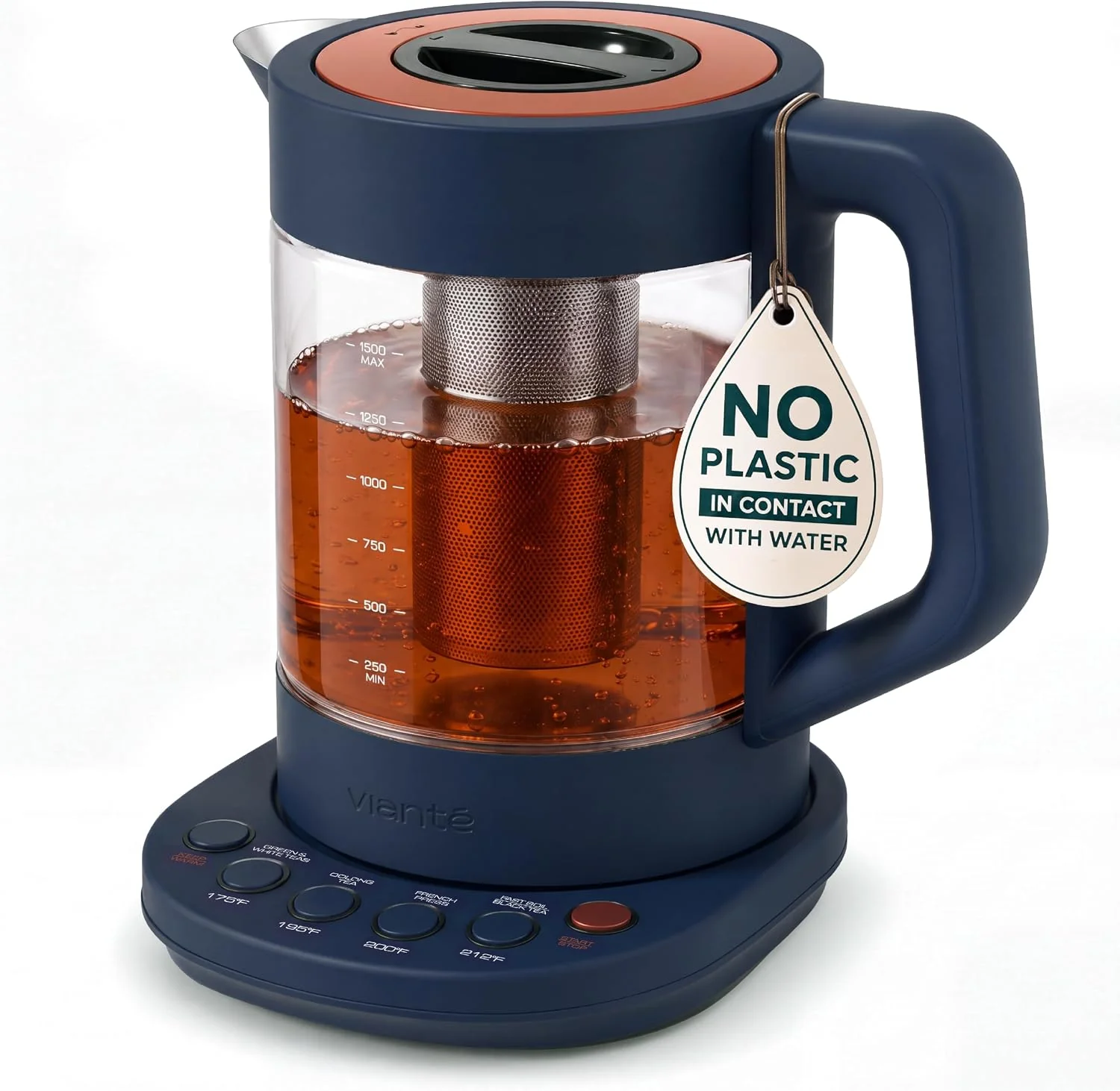 Prestigious Viante Alba Electric Tea Kettle Infuser No Plastic 1.5L Midnight Blue Official
