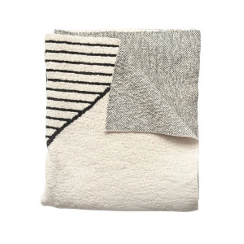 Quality Cotton Knit Throw w Pattern Cream Black Verified