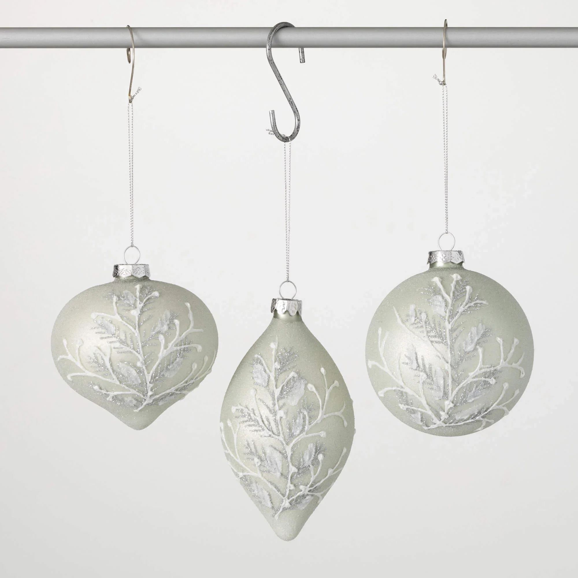 Pure Pine Branch Embellished Ornament White World-Class