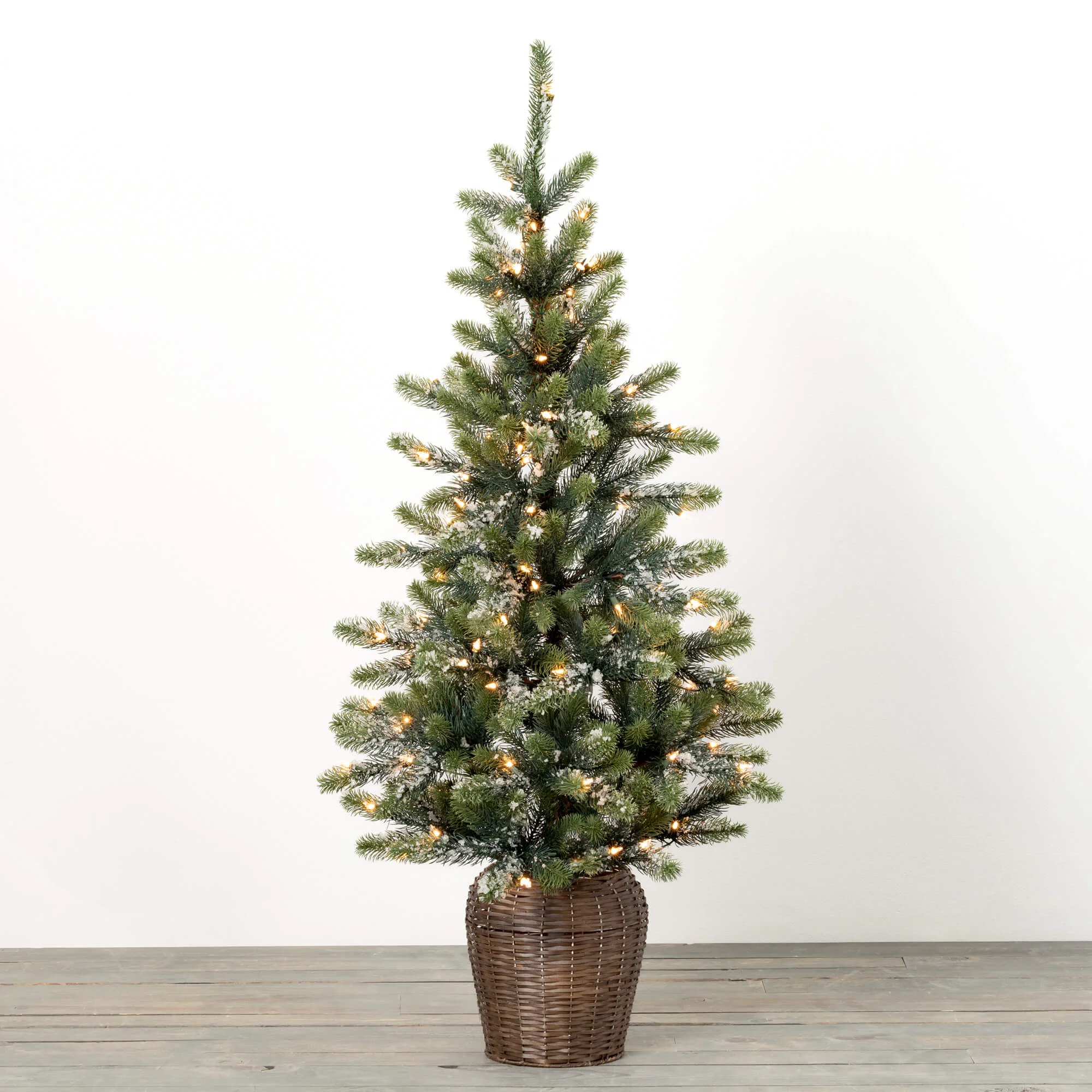 Original Design Potted Lit Iced Pine Tree 4.5' Natural