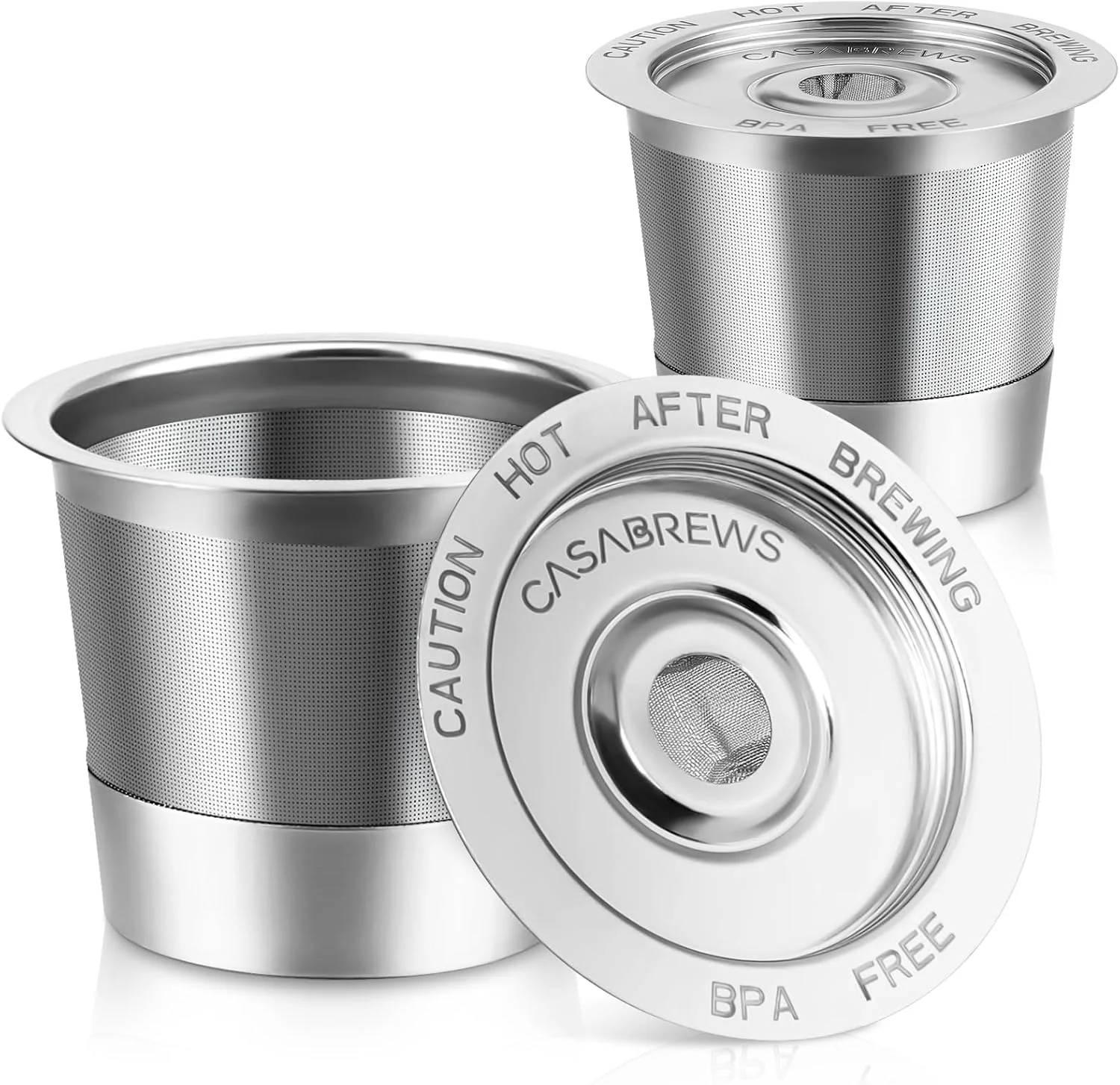 Environmentally Friendly Casabrews CASKF02 Reusable K Cup Filters 2 Pack Stainless Steel Refillable Coffee Pods for Keurig 1.0 Brewers Universal Fit Eco-Friendly BPA- Premium Material