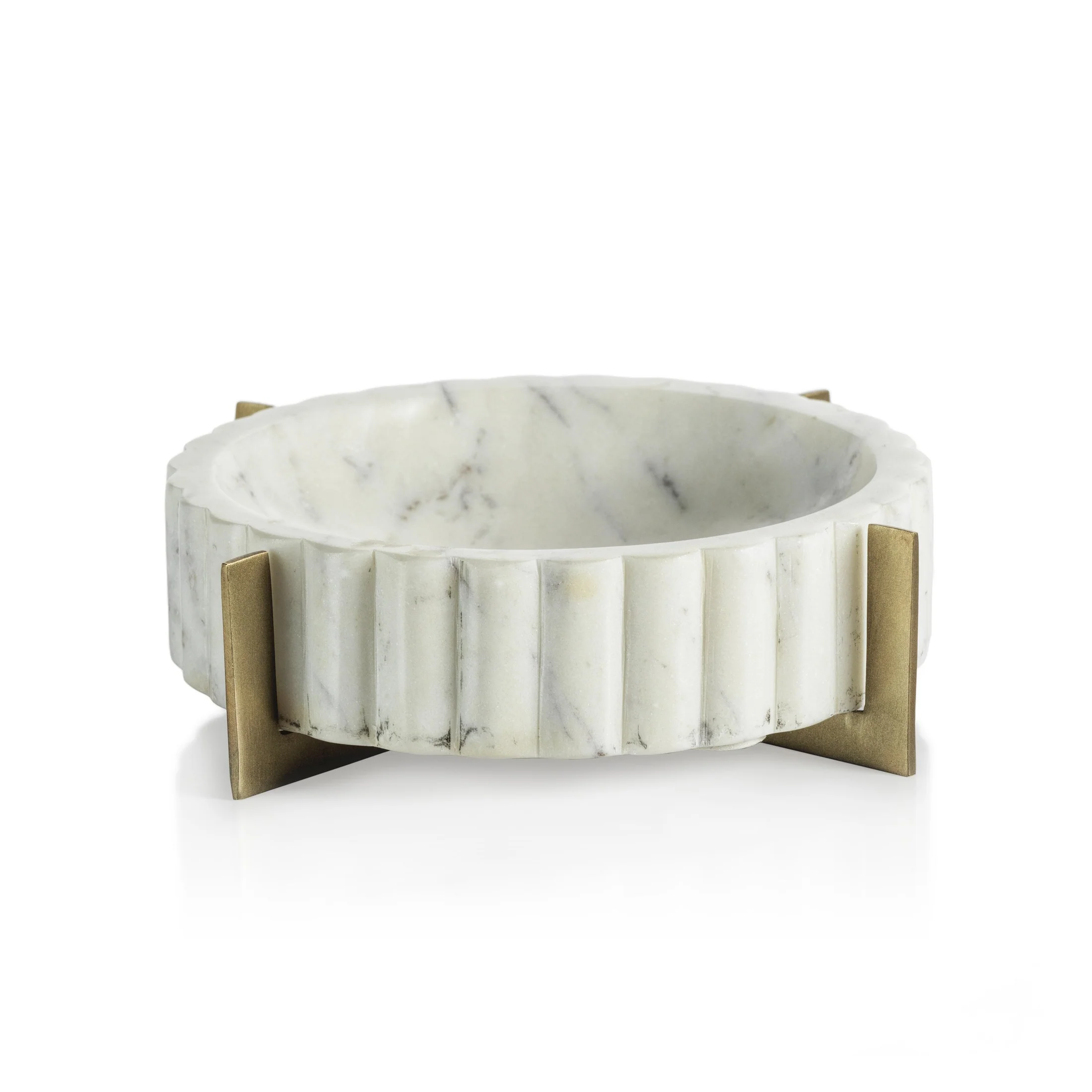 Effective Scalloped Marble Bowl on Metal Stand Environmentally Friendly