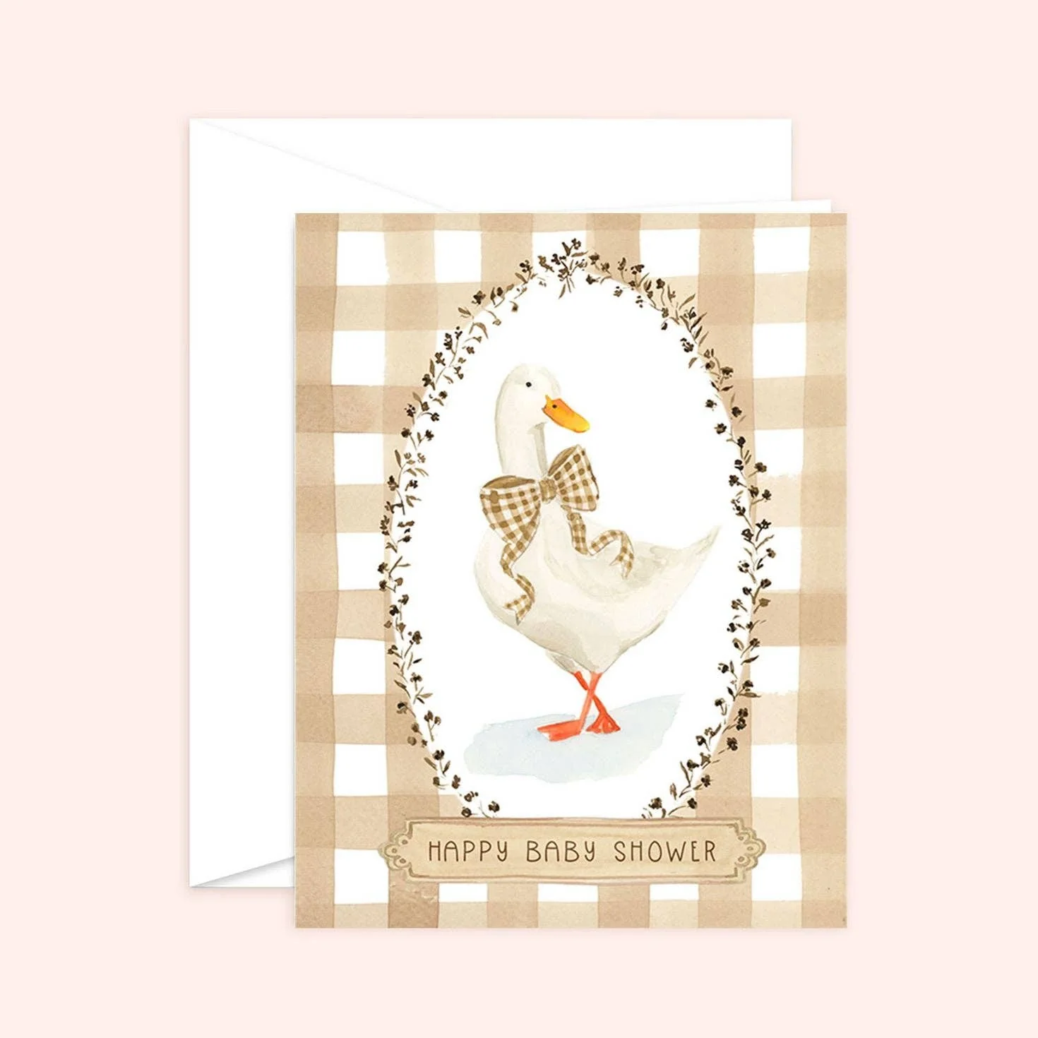 Professional Plaid Baby Shower Card High-Grade