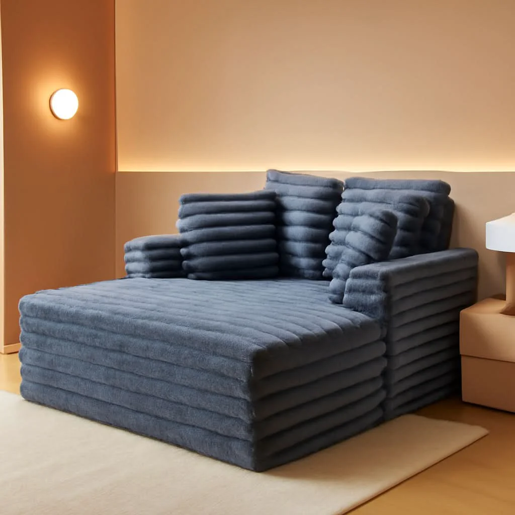 Responsible 53 Inch Chaise Lounge Grey Sleeper Chair For Living Room High-Quality