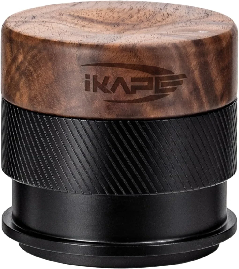 Organic Ikape 58MM Espresso Tamper New Wooden Handle Design，Premium Barista Coffee Calibrated Tamper with Spring Loaded Authentic