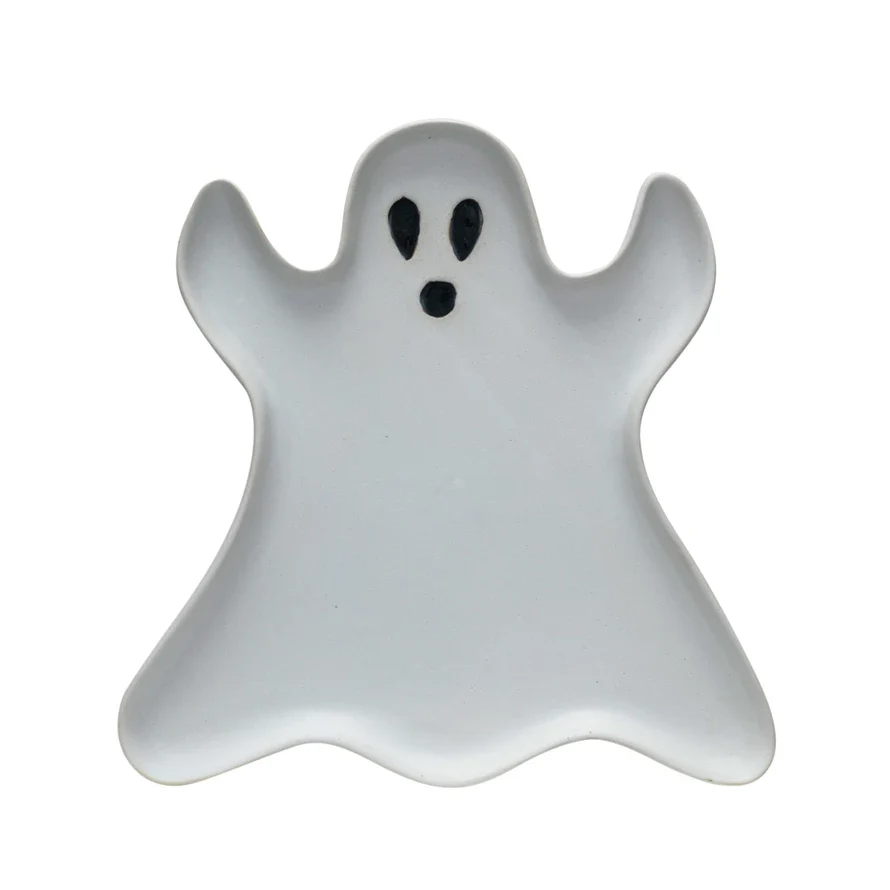 Unique Ghost Shaped Plate Stoneware 8.25 x8.25 Original