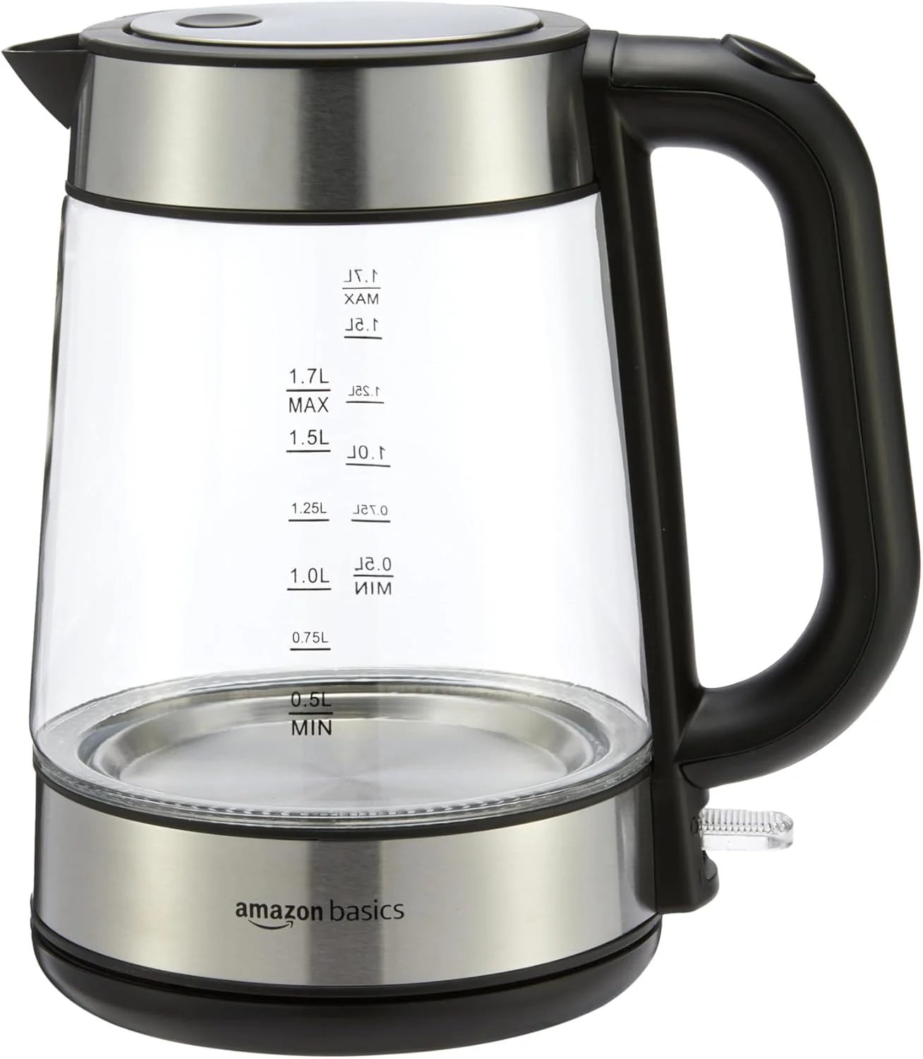 Reusable Electric Kettle with Glass Carafe for Tea and Coffee BPA- Fast Boiling Auto Shut-Off 1.8 Quarts 1500W Black and Silver Practical