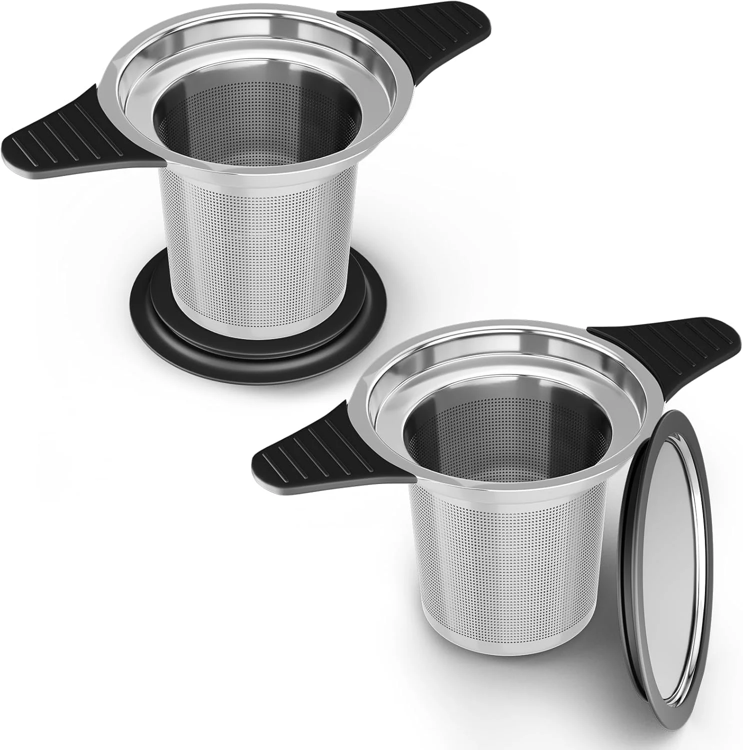 Clean Reinmoson 2 Pack Large Tea Strainers Filters for Loose Tea Single Cup 304 Stainless Steel and Food Grade Silicone Extra Fine Mesh Tea Infusers Breathable