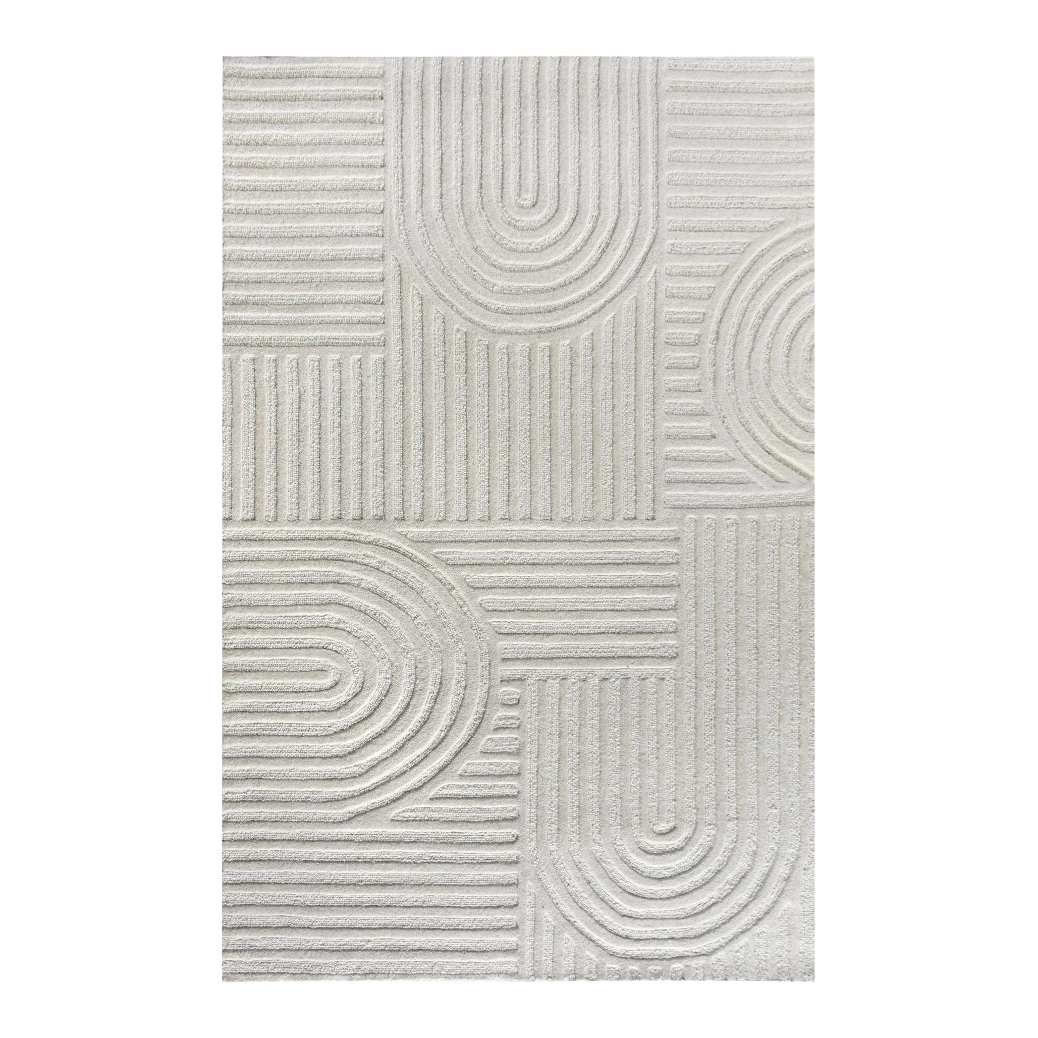 Elegant Frontera Handtufted Woolen Rug - Ivory Premium Material