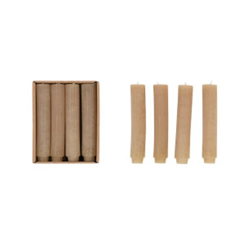 Sustainable 5 H Unscented Pleated Taper Candles in Box Powder Finish Linen Color Set of 12 Approximate Burn Time 5 Hours Stylish