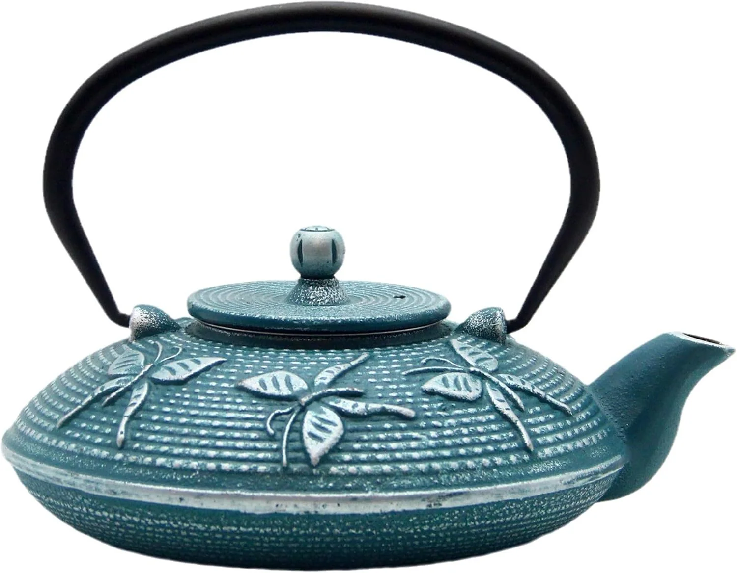 Exclusive Cast Iron Teapot SECHUDO Tea Kettle Coated with Enameled Interior for Loose Tea Cast Iron Teapot with Stainless Steel Infuser for Stovetop Safe 27.1oz Flat Butterfly Pattern First-Class
