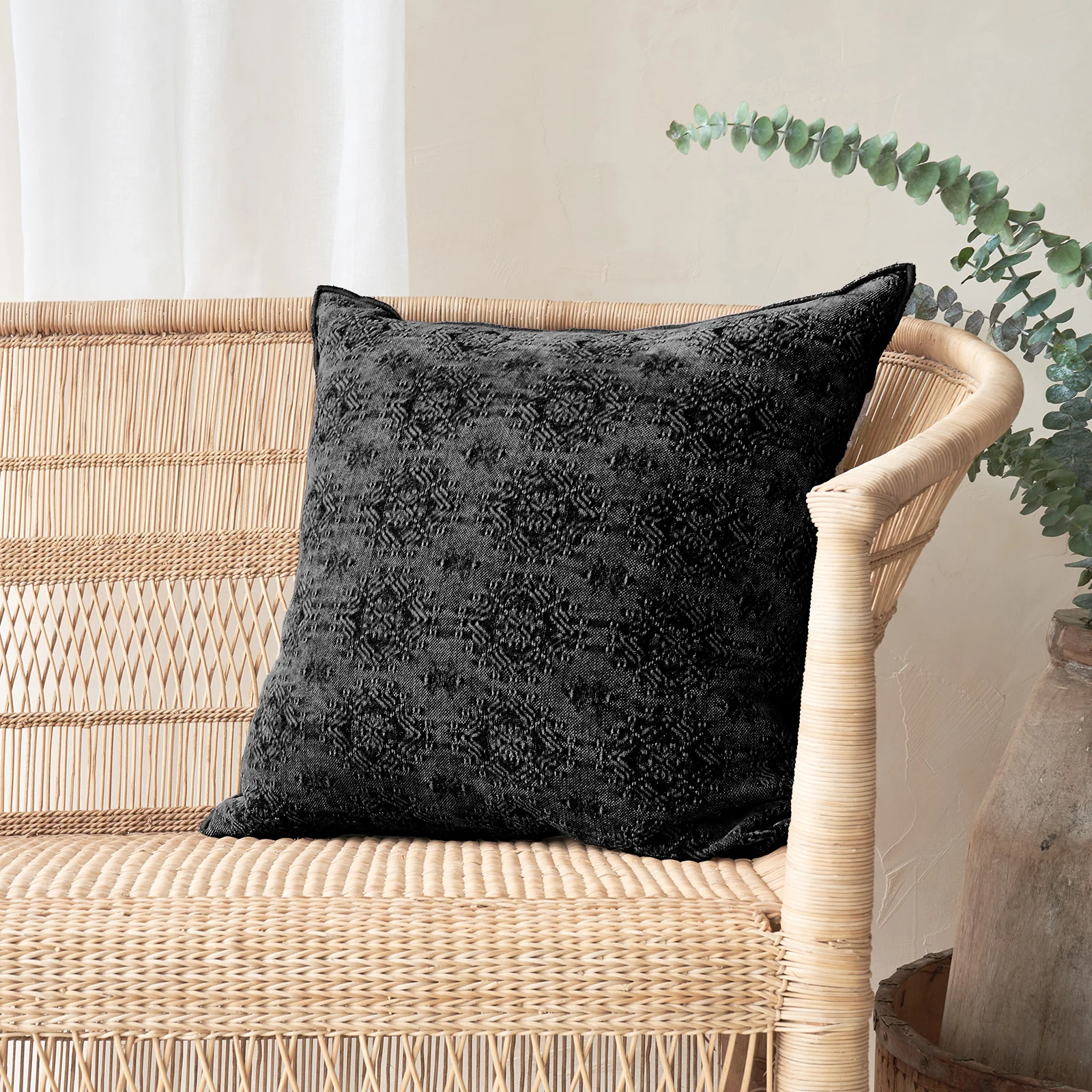 Consistent Jacquard Cushion Stone Washed Kilim - Charbon 50 x 50cm Trusted
