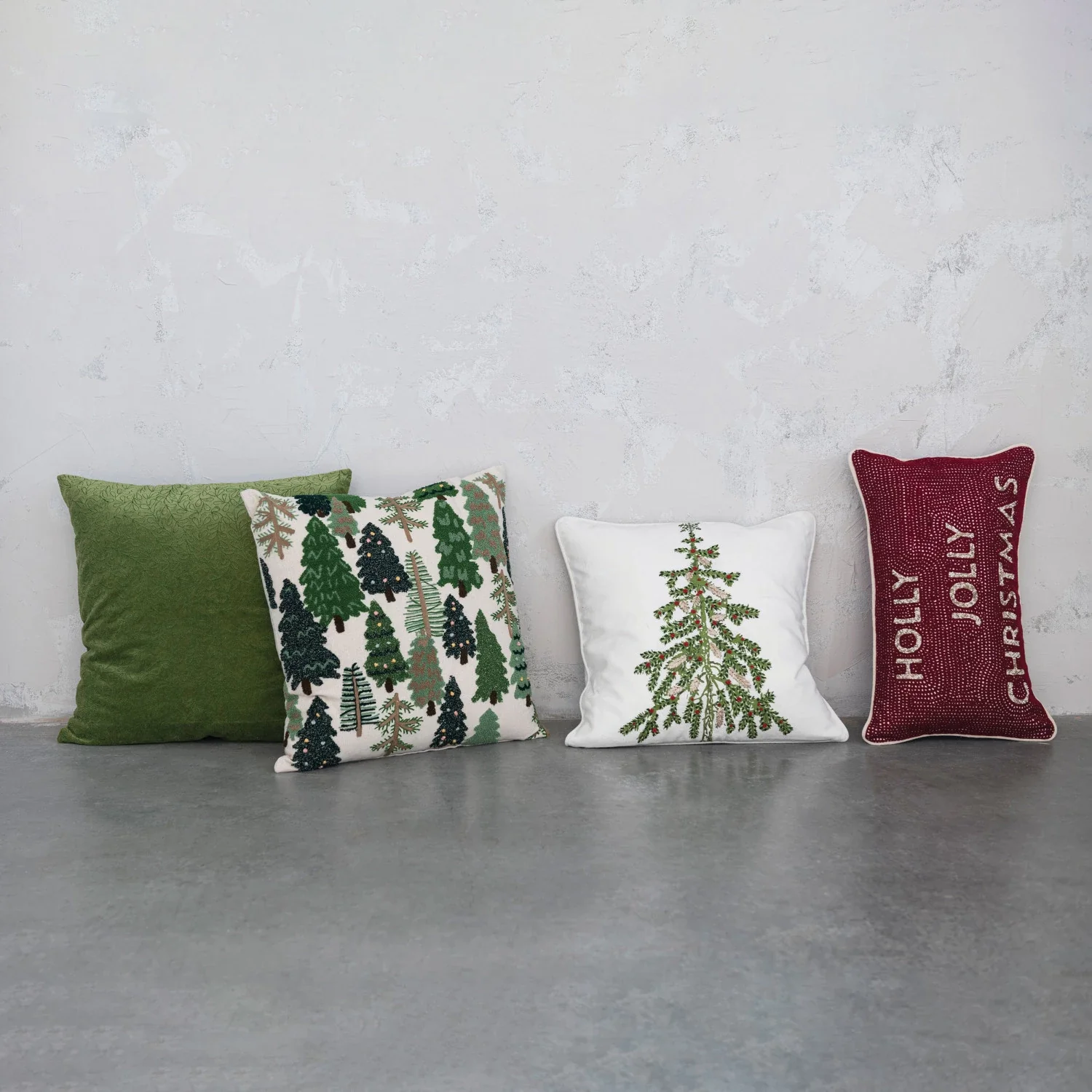 Proven Cotton Slub Embroidered Pillow w Trees 20 First-Class