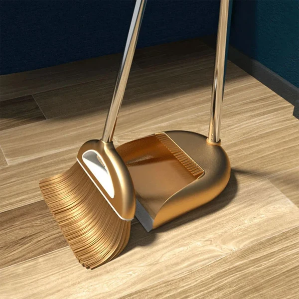 Flexible Gold Broom and Dustpan Set Dependable