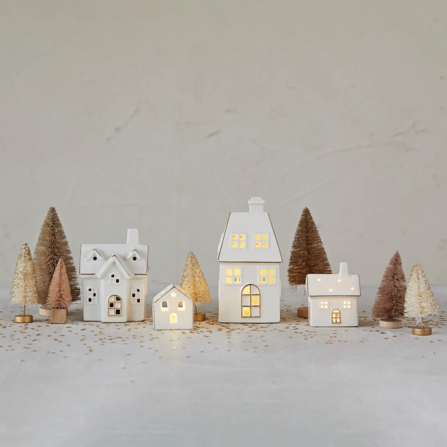 Exceptional White Stoneware Light-up Village LED Efficient