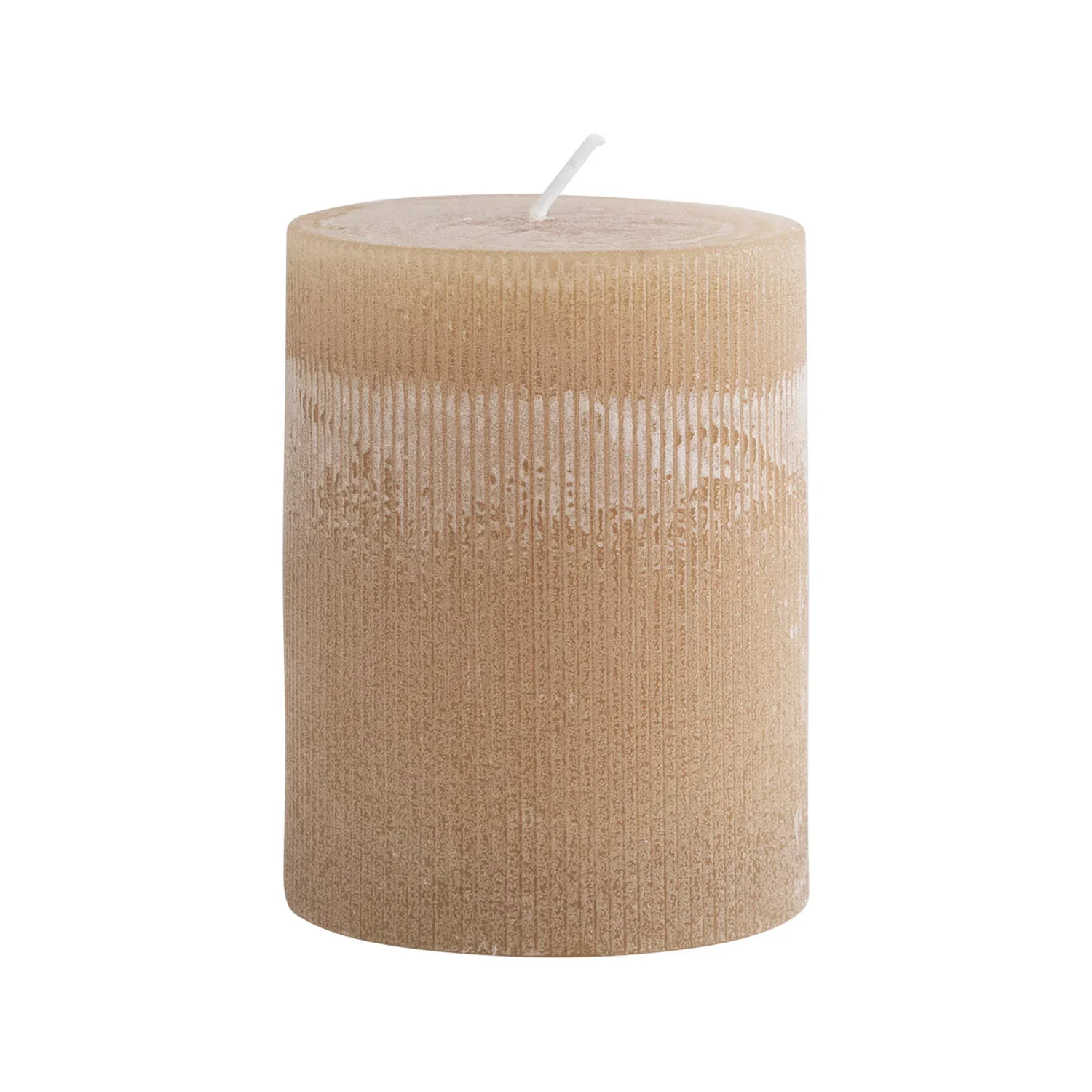 Sophisticated UNSCENTED PLEATED PILLAR CANDLE POWDER FINISH LINEN COLOR Superior