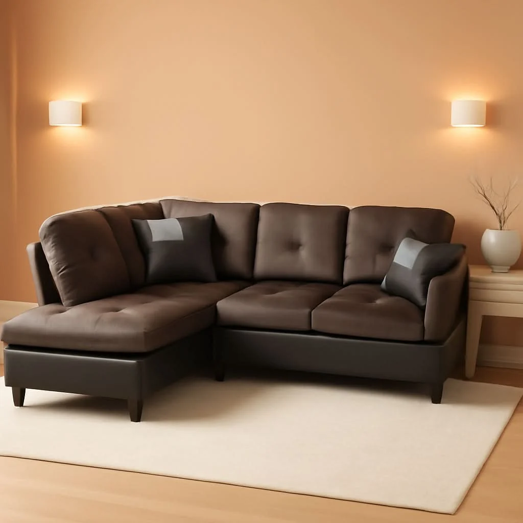 Lightweight Two Piece Sectional Sofa Set L Shape Brown Living Room Furniture Colle Recyclable