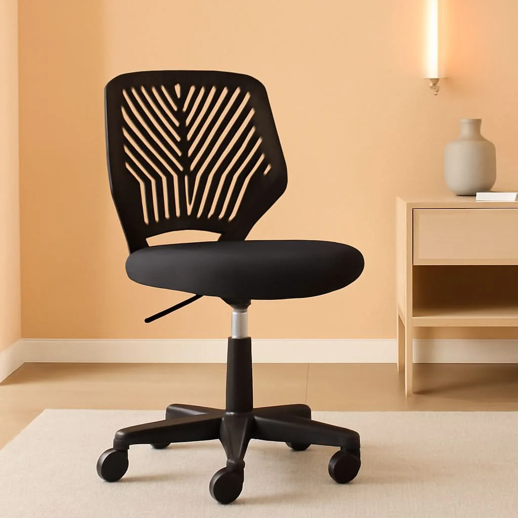 Convenient Low Back Armless Desk Chair With Lumbar Support Black Trendy