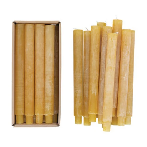 Carefully Designed 10 H Unscented Taper Candles In Box Powder Finish Honey Color Set of 12 Approximate Burn Time 13 Hours Flexible