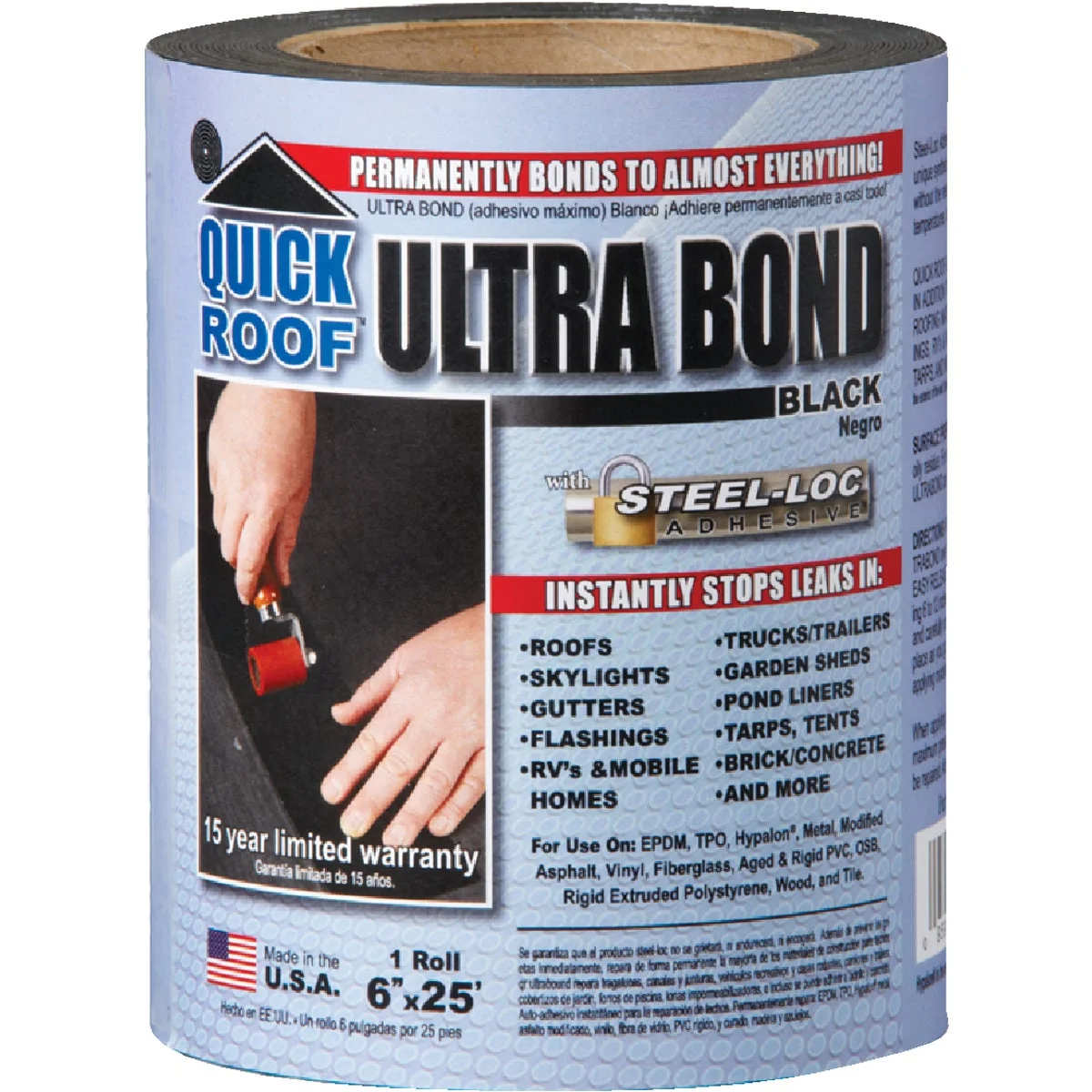 Smooth Quick Roof Ultra Bond 6 In. x 25 Ft. Instant Self-Adhesive Roof Repair Breathable
