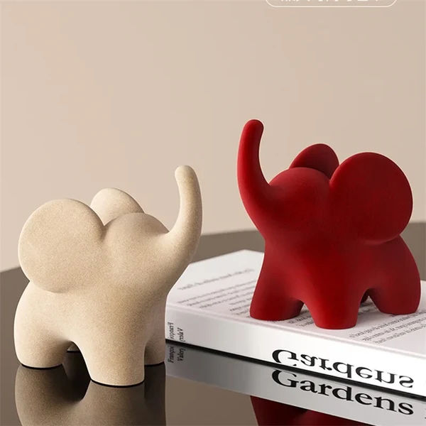 First-Class Flocked Elephant Figurines Premium