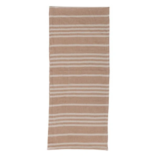 Genuine Cotton Double Cloth Table Runner w Stripes Natural Nude Color Verified