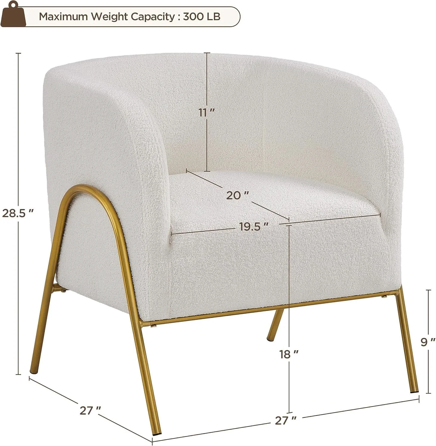 Responsible Ivory Boucle Accent Chairs Set Of 2 With Gold Legs Original