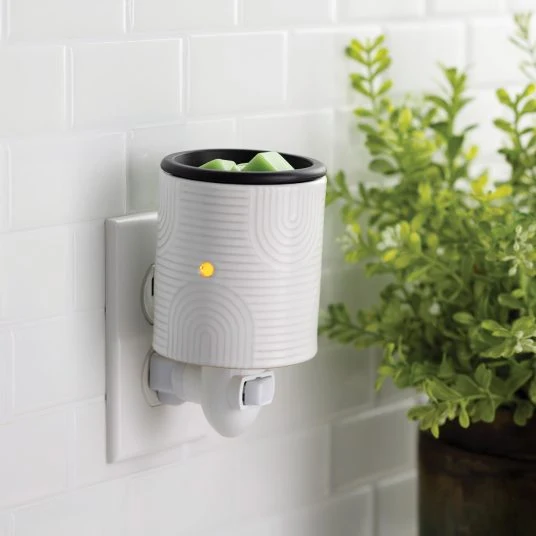 Detailed White Art Deco Pluggable Fragrance Warmer Natural