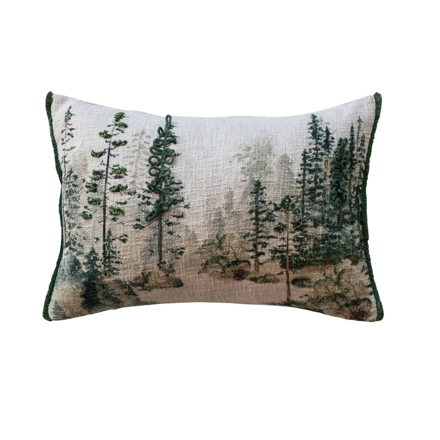Sophisticated Printed Embroidered Tree Lumbar Throw Pillow 20x14 Dependable