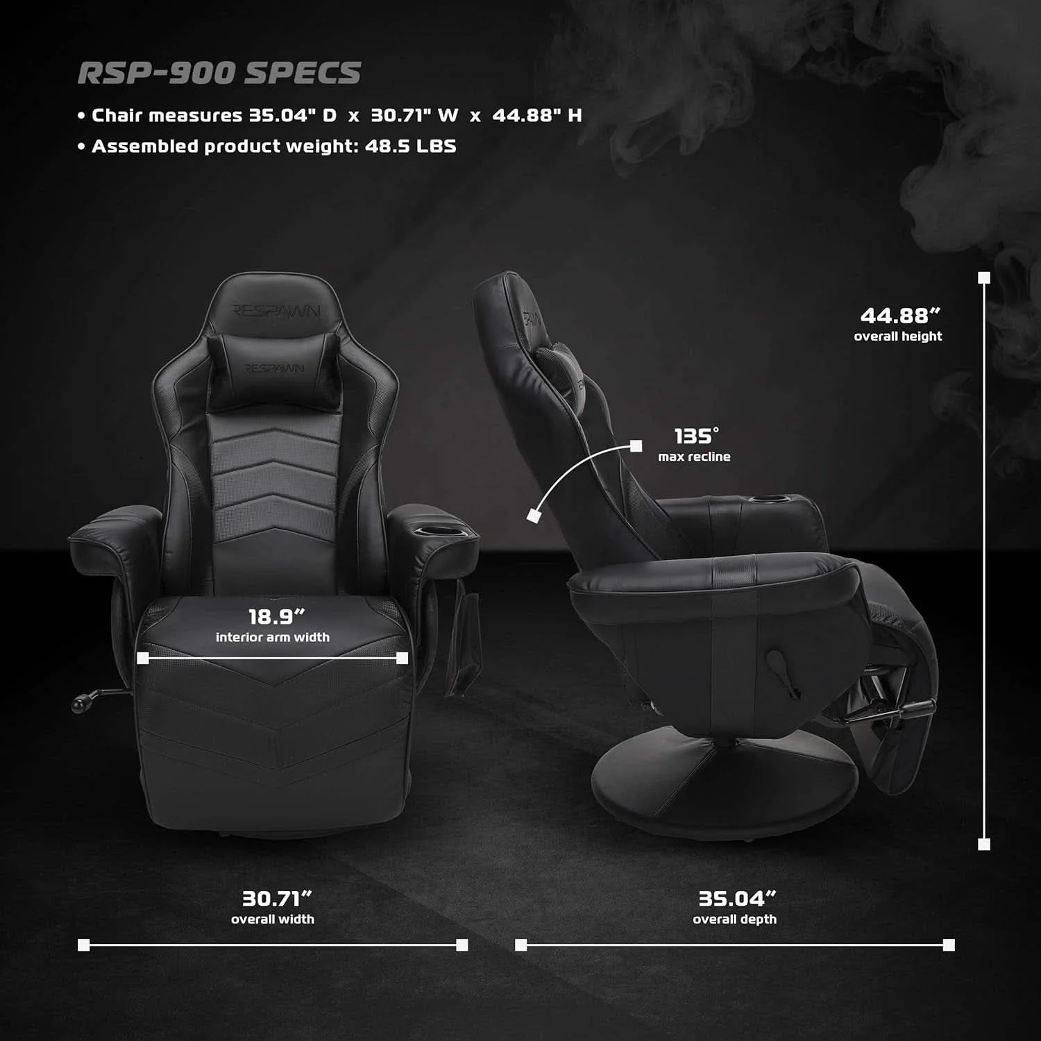 Breathable 900 Gaming Recliner Black With Adjustable Leg Rest Cupholder Elite