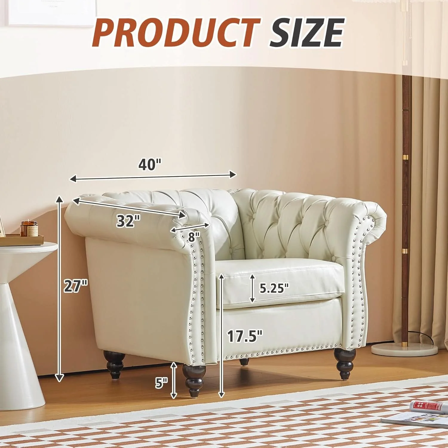Secure 2 Piece Chesterfield Faux Leather Living Room Set Loveseat And Chair W Fine