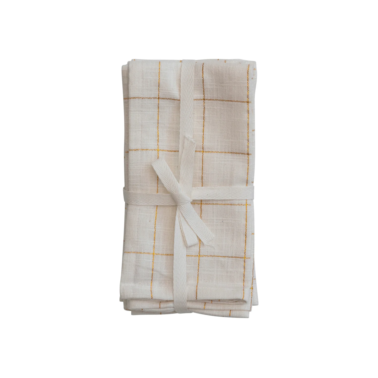 Convenient Cotton Napkins with Gold Thread Plaid Accent 18 Traditional