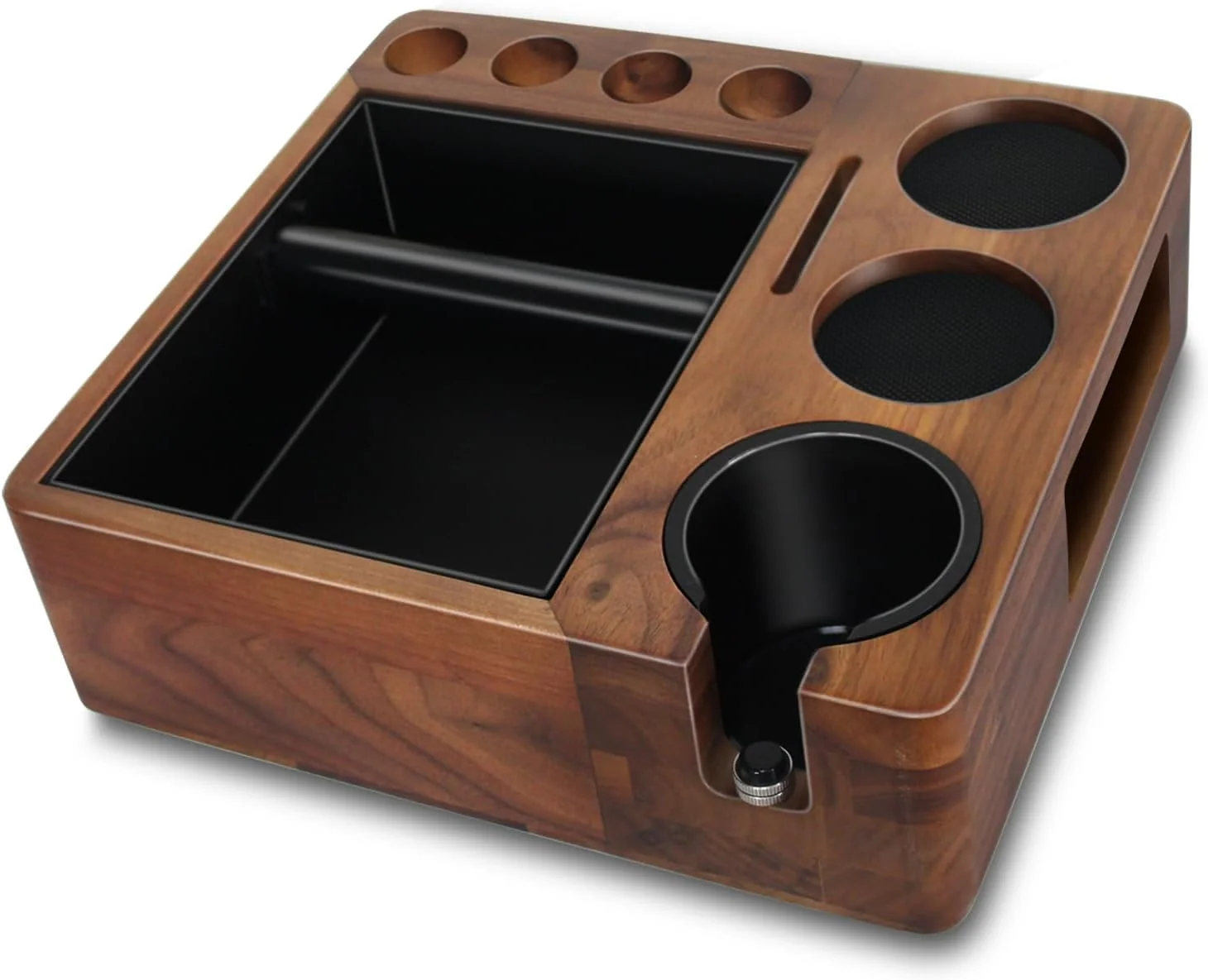 Efficient Espresso tamping station and knock box Wooden portafilter holder Espresso organizer station box Tamping station fit for storage 51 54 58mm coffee accessories Multifunctional tamper station Stylish