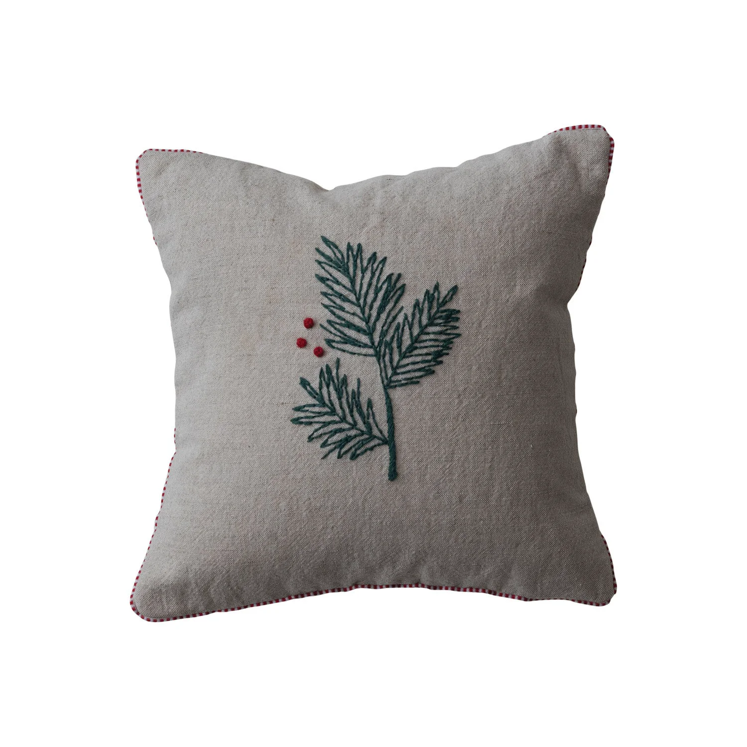 Premium Material Pine Berry French Knot Cotton Linen Throw Pillow 12 Top-Quality