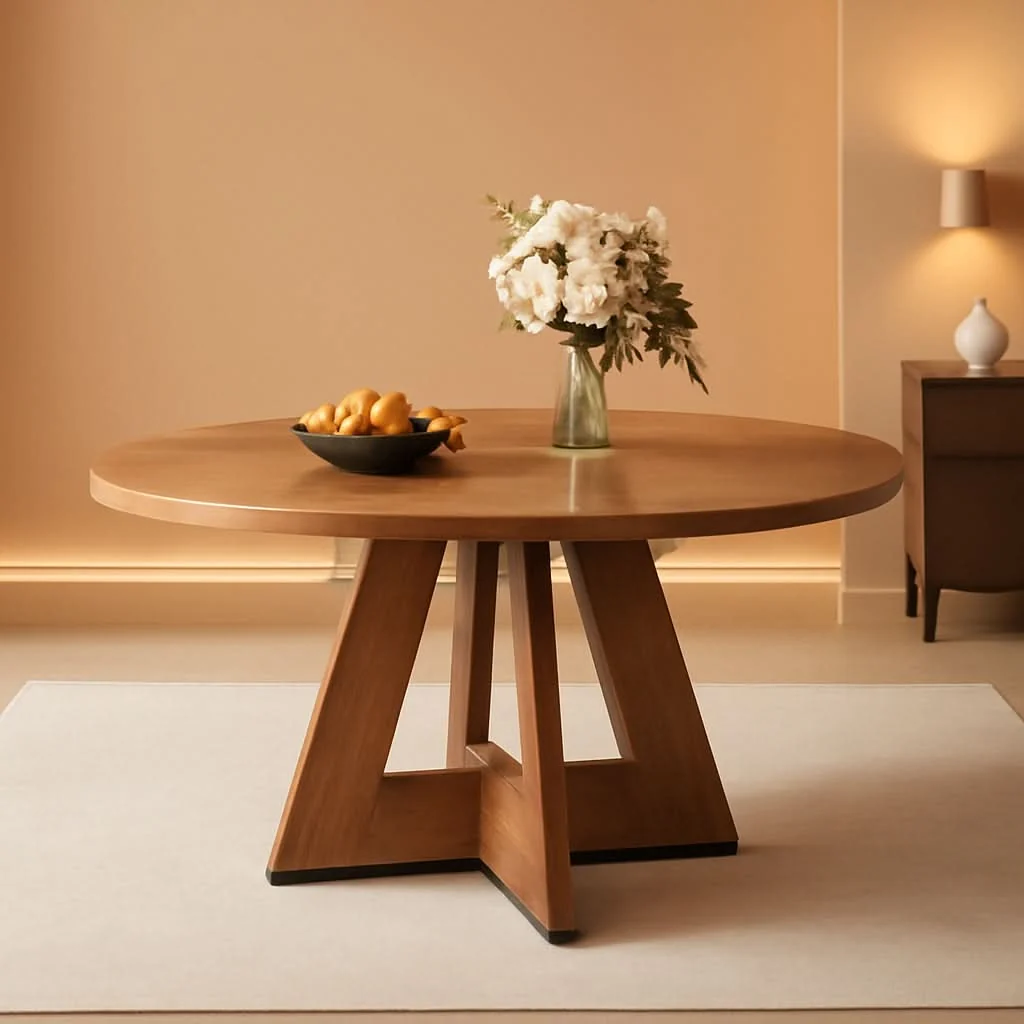 Artisan Round 47 Inch Farmhouse Dining Table For Four Kitchen Living Room Wood Durable