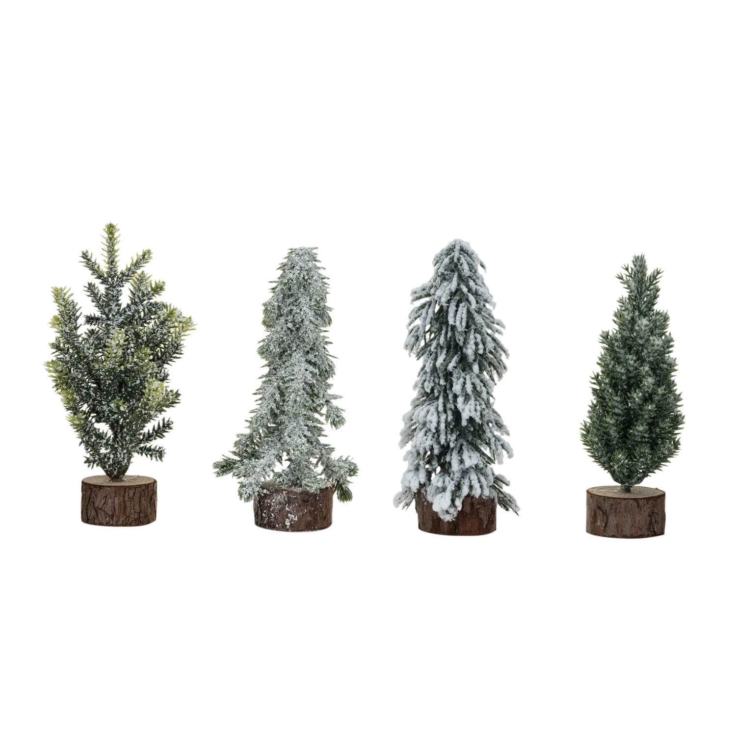 Convenient Frosted Evergreen Tree with Wooden Base Efficient