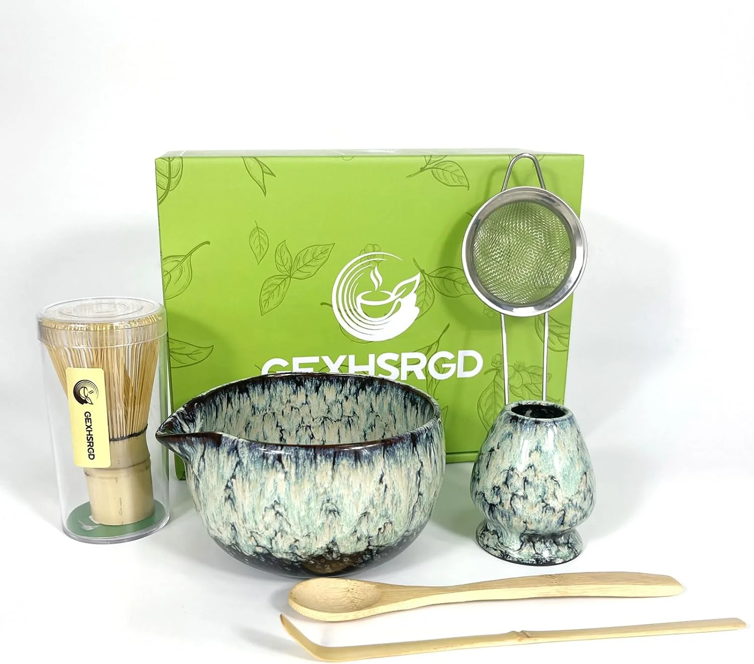 Prestigious Matcha Whisk Set 6Pcs Matcha Kit Includes Matcha Whisk and Holder Matcha Bowl with Spout Matcha Sifter and 2Pcs Matcha Spoon Quality